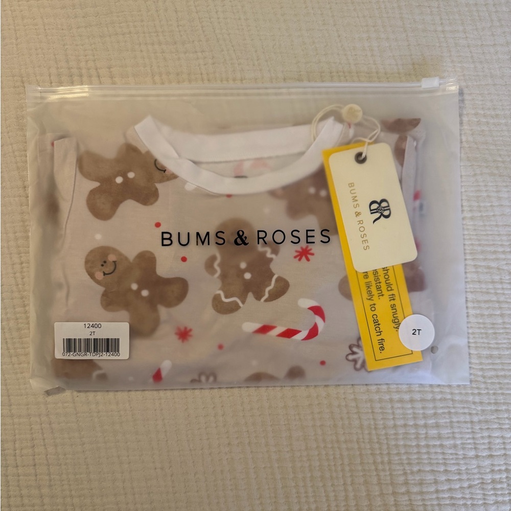 Bums & Roses Kids Gingerbread Pajama Set - Brown and White